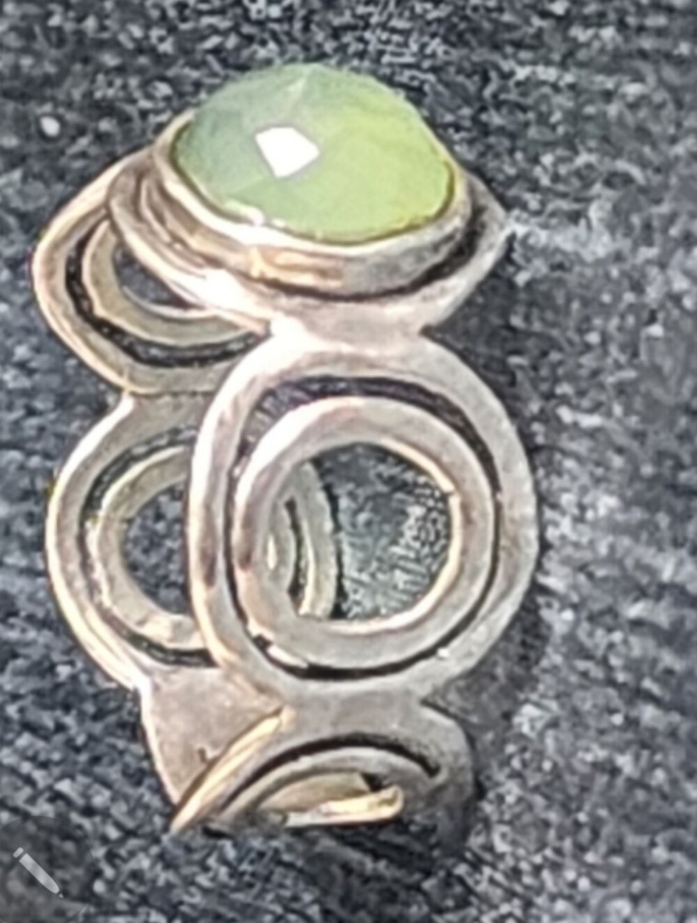 Modern Peridot Statement Ring in 925 Sterling Silver Sz 8 Retro Mid Century